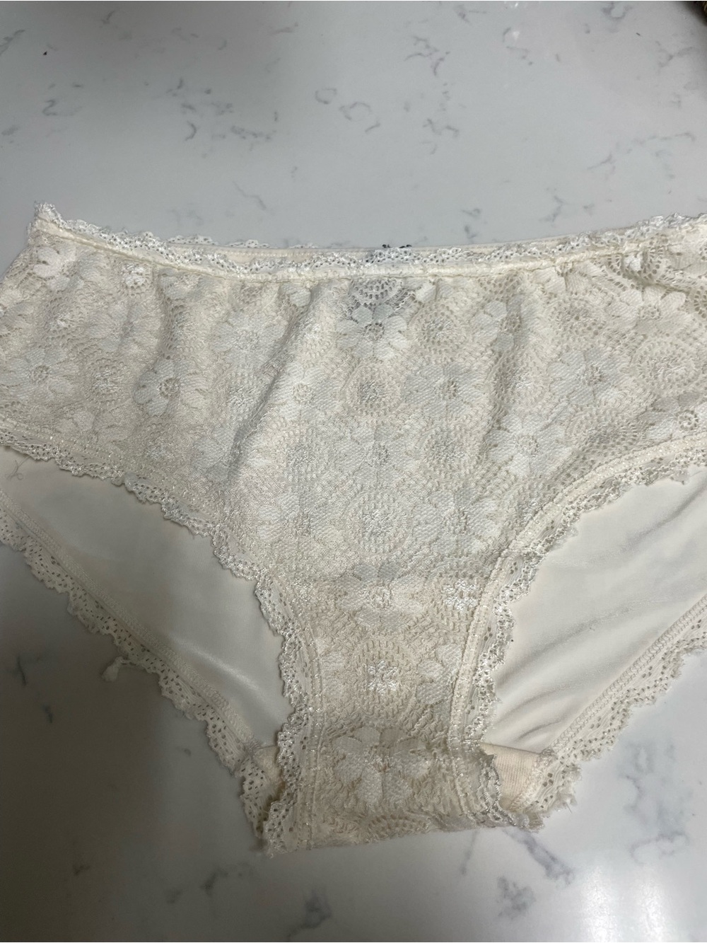 Rene Rofe Ivory Lace cheeky Bikini satin panties